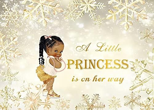 Huayi Um pequeno príncipe está a caminho do fundo do pano de fundo Royal Winter Flakes Snow Churcha Background para Black Boy Babysher Banner Decoration 200x150cm W-8084