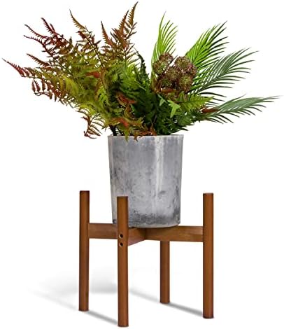 Monibloom 15 polegadas Plant Stand, suporte da prateleira de vaso de flores de bambu para a sala de estar da varanda