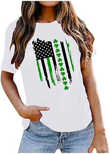 Mulher Patricks Dia Casual Camiseta Camiseta Camiseta Amor Imprimir Round Pescoço Graphic Print Blouse Top Top Top