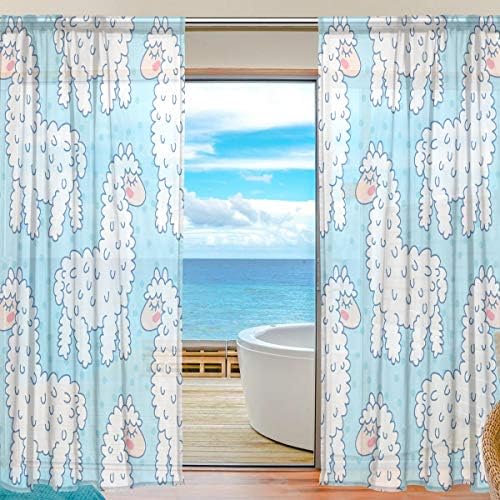 Top carpinteiro fofo desenho animado llama alpaca semi cortinas de janela drlapes de vogal painéis tratamento-55x84in para quarto quarto quarto infantil, 2 peças