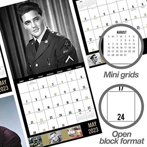 Day Dream Calendários 2023 Elvis Presley Monthly Wall Calendário, 16 meses, 12 x 12