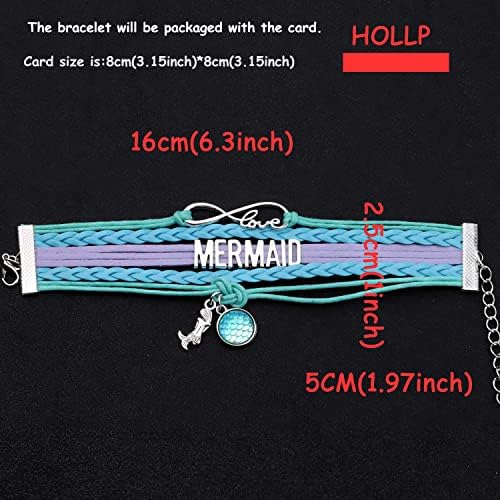 Hollp Mermaid Infinity Love Bracelet Mermaid Jóias Jóias de praia Presentes de sereia para meninas