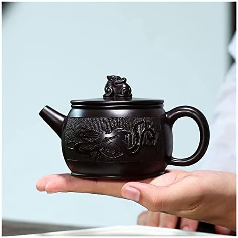 Kettle bule de chá 240 ml de argila roxa de barro bruto minério de lama preta Pote de chá de chá de chá de dragão manual