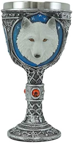 Presente EBROS GRANDE CELTA MAGIC MAGIC KNOTWORK ALFA DIREWOLF Branca Snow Wolf 8oz Chalice Goble