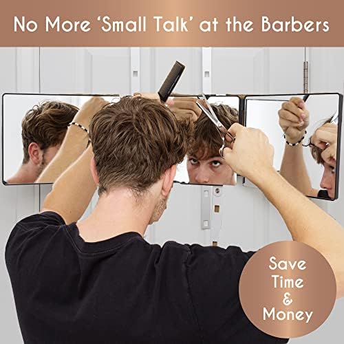 Espelho de 3 vias para corte de cabelo • espelho 360 • estilo de casa de cabelo auto -cabelo • espelho de barbeiro • espelho de corte
