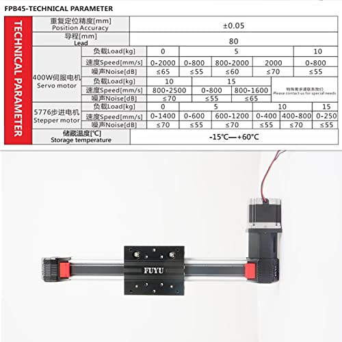 Fuyu FPB45 estágio linear Linear Motion Guide Belt Drive Atuador linear Tabela NEMA 23 Motor de servo de passo para CNC [AVC