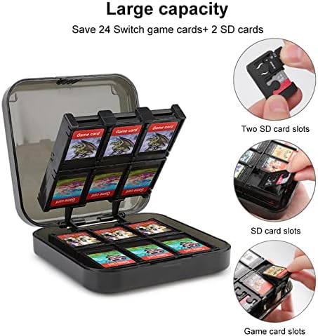Caixa de cartão de jogo de som estéreo da preguiça colorida para troca de troca de padrão de comutação Lite Caixa de armazenamento portátil com 24 slots de cartão de jogo