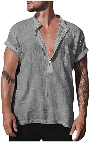 Camisa de manga comprida, primavera de linho de algodão casual de algodão masculino de primavera camisas de manga comprida camisas de colarinho de suporte solto