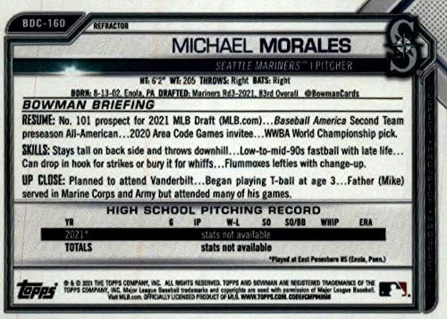 2021 Bowman Chrome Draft Refractor BDC-160 Michael Morales RC Rookie Seattle Mariners MLB Baseball Trading Card