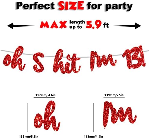 Oh S*, tenho 13 anos! Banner Glitter Glitter Red Hello 13 Cheers a 13 anos Decoração de temas Decoração para menino menina feliz