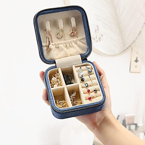 Organizador de jóias de jóias de viagens de veludo de pelúcia, caixa de jóias de pequenas viagens, caixa de joalheria portátil