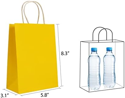 Garros Yellow Kraft Paper Saco com alças 5.8x3x8.3 6-PCs, sacolas de presente, sacolas de compras para pequenas empresas,