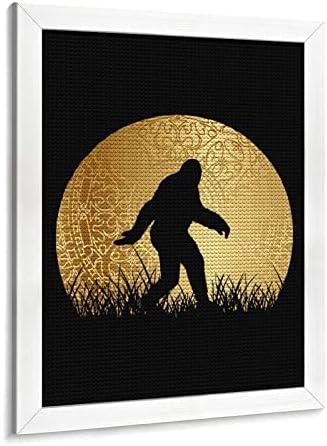 Bigfoot Sasquatch Golden Moon Diamond Art Pintura redonda kits de imagem completa para decoração de quarto em casa com quadro