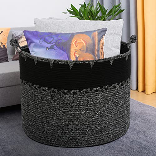 Duoleo xxxxxxl cestas de mantas de corda grande 26 x 26 x 18 cestas de tecido para cestas de armazenamento para cobertores cestas de lavanderia para cesta de armazenamento de brinquedos com cesto de lavanderia