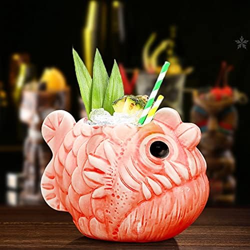 Presente-Halloween Tiki Canecas Cocktail Tiki Cups 22oz/650ml Conjunto de 2 copos de tiki de tiki de tiki coxes grandes