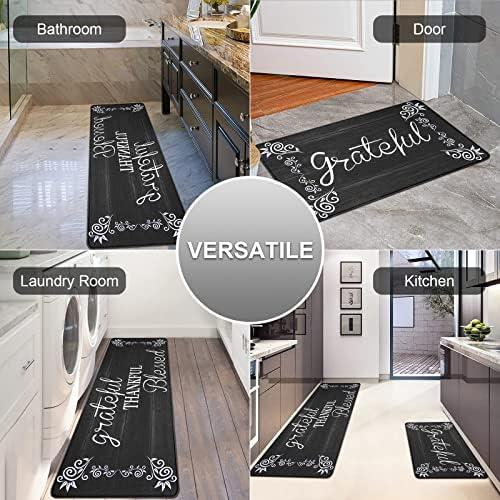 HEBE Anti Fadiga Kitchen Rug Conjuntos 2 peças não deslizam tapetes de cozinha almofadados grossos para o piso conjunto de fazenda à prova d'água de cozinha de cozinha com conforto de carpete de esteira de pé para casa de lavanderia em casa