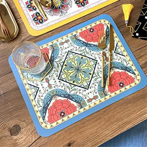 Ujhesw 4 PCs Retro Placemat Leather Home Pad Pad clássico tapetes de mesa de cozinha Acessórios para refeições