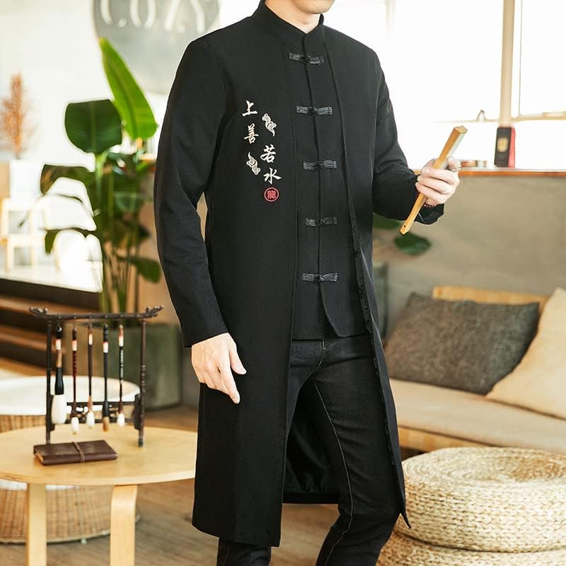 Gyxhptd Style Longo Windbreaker Streetwear Roupos Oriental Men Hip Hop Chinese mandarim casaco