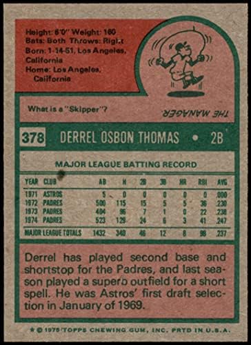 1975 Topps # 378 Derrel Thomas San Diego Padres Ex/Mt+ Padres