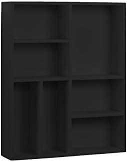 Tendências urbanas prateleira de parede retangular de madeira com apoio e 7 slots em acabamento fosco revestido, preto
