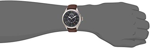 Invicta Men's Men's Aviator Stainless Steel Quartz Watch com cinta de pele de bezerro de couro, preta, marrom, 21