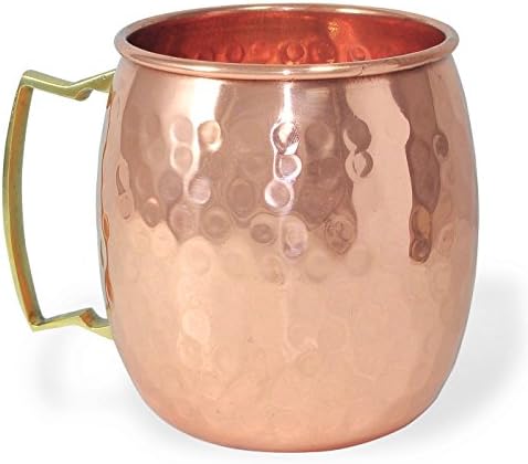 Devyom Índia Moscou Mule Copper Caneca - Copo de cobre sólido premium - 16 oz - Melhor caneca de cobre martelada