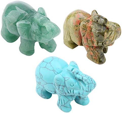 Figuras de elefante de cristal de 2 polegadas Hztyyier, riqueza de elefante esculpida em jade natural para estatuetas