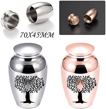 YHSG Tree of Life Mini Cremação Urna, Urna Memorial Urn Funeral Adequada para Animais de Pet ou Humanos, Rose Gold, 3pcs