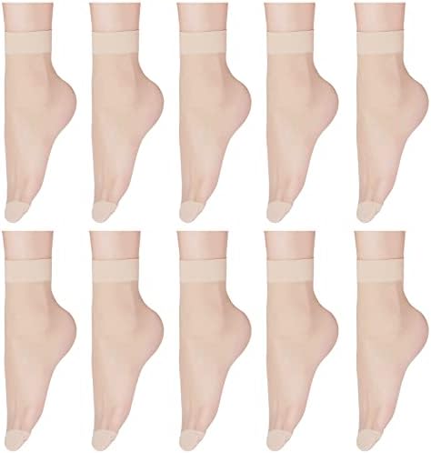 Jusback tornozelo meias transparentes para mulheres 10 pares de meias finas transparentes vestidos