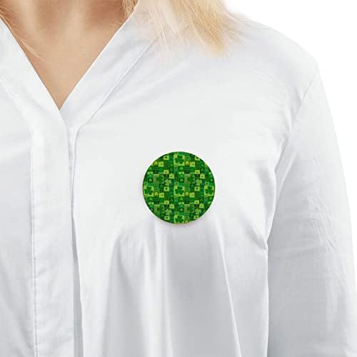 Crachá redondo St.Patrick-Day-Green-Colors Conjunto de 5 pinos de lapela de broche decorativos para chapéus de chapéus camisas