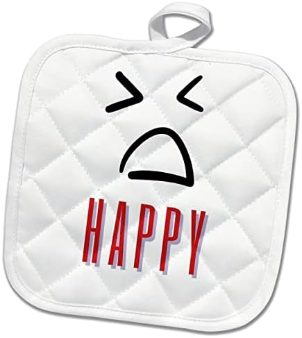 3drose fofo emoji com um texto de felizes - Potholders