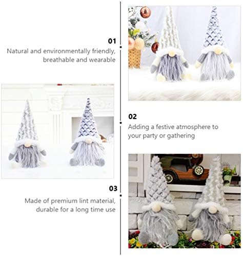 Kisangel 2 PCs Cinza Holida Gnome Handmade Swedish Christmas Decoração de Elfos Ornamentos Agradecimentos Dando Dia dos