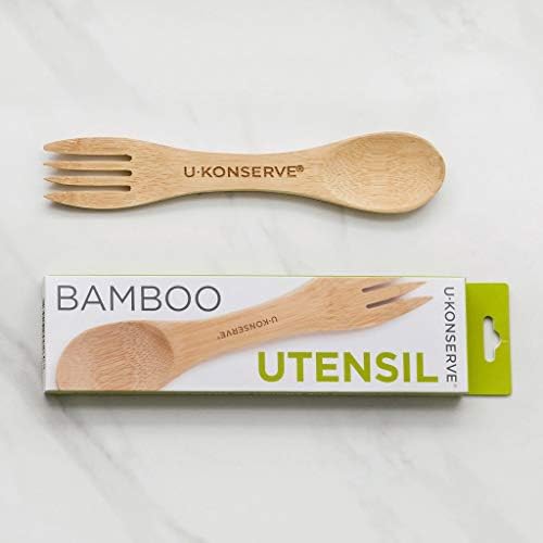 U konserve bambu utensil sperk - colher de talheres reutilizáveis ​​e garfo - madeira natural natural para zero lancheira e viagens