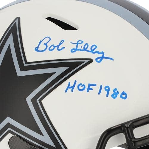 Bob Lilly Dallas Cowboys autografou Riddell Lunar Eclipse Speed ​​Capacete autêntico com inscrição HOF 1980 - Capacetes NFL autografados