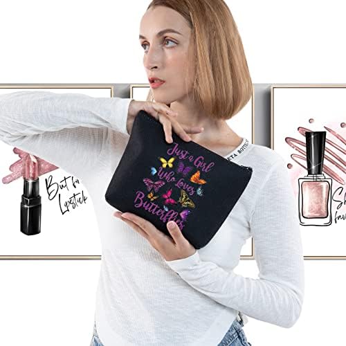 Levlo engraçado Butterfly Cosmetic Make Up Bag Animor Amante Presente Apenas uma garota que adora borboletas maquiagem