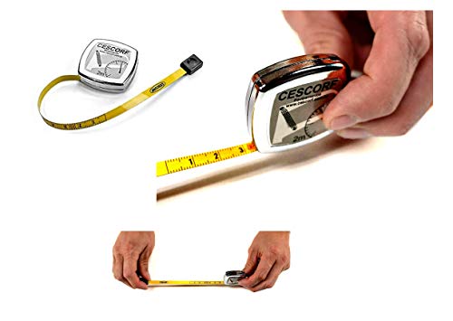 Medida de fita antropométrica de Cescorf com lâmina de aço flexível plana para medições de circunferência corporal, 6 mm x 2m, métrica,
