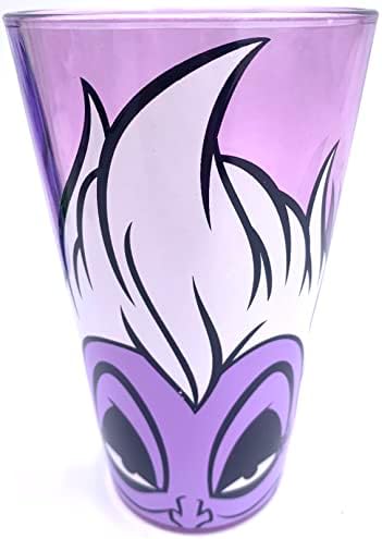 Conjunto de vidro de cor vilões da Disney, conjunto de quatro óculos de 16 onças - Maleficent, The Evil Queen, Cruella de Vil e Ursula. Decoração de cozinha Essentials - presentes e colecionáveis