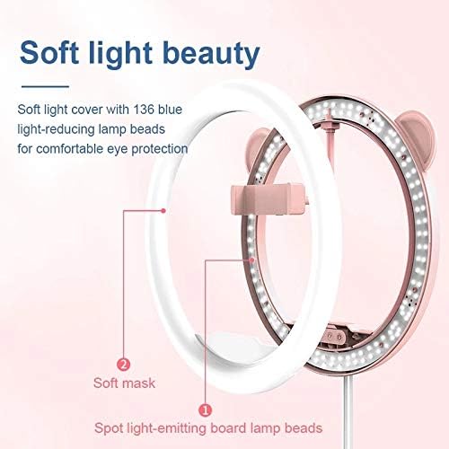 Liuyunqi dobrável anel LED Light telefone celular suporte tricolor altura retrátil maquiagem on -line ensino de lâmpada