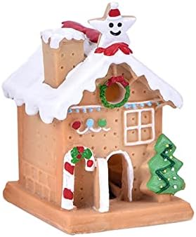 Simulação de Natal de Micro Diy de Christmas com Casa iluminada Miniature Resin Crafts Desktop Pequenos ornamentos de Natal e bolas de Natal e