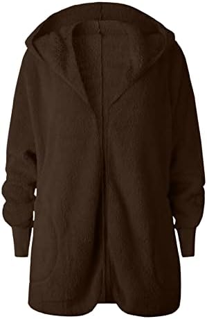Xiloccer feminino casacos 2022 mulheres lã plus size sgeartershirt pullover com capuz para casaco de pelúcia quente capuz para fora do cardigan