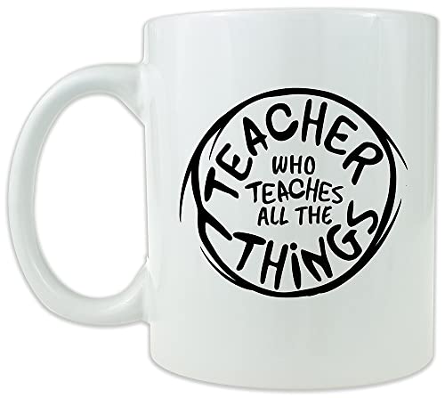 Professor que ensina todas as coisas - caneca de café em cerâmica - é um ótimo presente para professores, educadores ou professores