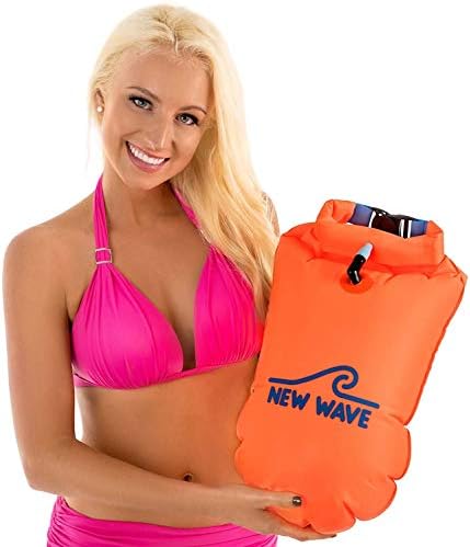 New Wave Swim Bóia - flutuação de segurança de natação e saco seco para nadadores de águas abertas, triatletas, caiaques e mergulhadores,