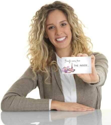 Cartões de referência para salão | 50 pk | 2x3.5 ”para fidelidade do cliente Cartões de visita de desconto em pequenas empresas spa e escova de cabeleireiro minimalista rosa macio