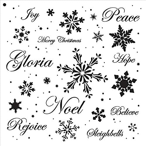 Palavras de Natal e estêncil de flocos de neve por Studior12 | Arte da palavra elegante - Modelo Mylar reutilizável |
