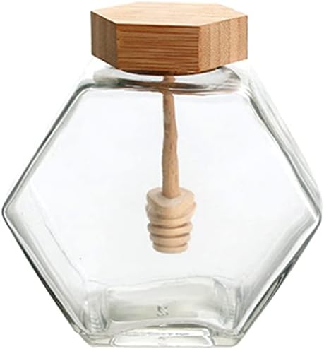 Recipientes de vidro de vidro recipientes de vidro recipientes de vidro jarra de mel com dipper e tampa de vidro de mel dispensador