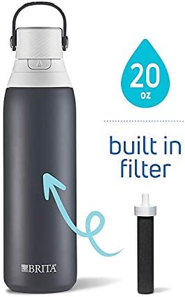 Garrafa de água filtrada com brita isolada com palha, reutilizável, plástico livre de BPA, carbono, 26 onças