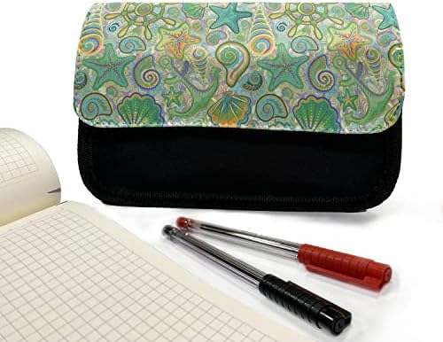 Caixa de lápis náutica lunarável, animais marinhos coloridos, saco de lápis de caneta com zíper duplo, 8,5 x 5,5, lilás de laranja verde