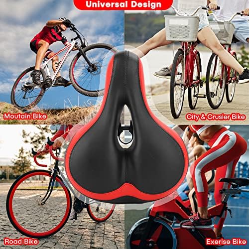 Tonbux mais confortável de bicicleta assento, substituição de assento de bicicleta com duplo choque absorvendo a bola larga de bicicleta de bicicleta de espuma de espuma de espuma de bicicleta com chave de montagem