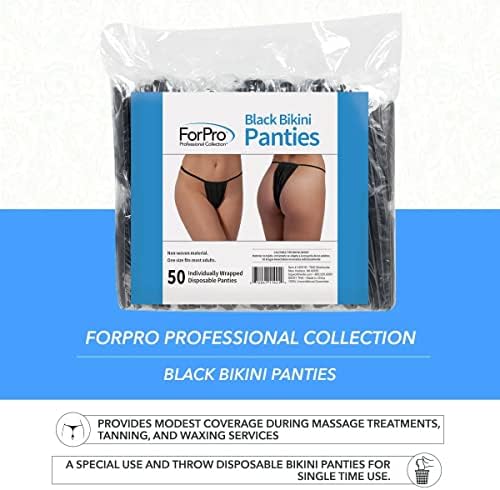Panties de biquíni descartáveis ​​da Forpro, roupas íntimas descartáveis ​​não tecidas, embrulhadas individualmente, o tamanho é mais, preto, 50 contagens
