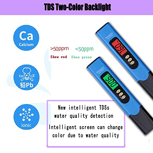 Testador de TDS de qualidade digital de duas cores e medidor de pH da luz de fundo, medidor de pH de caneta de alta precisão